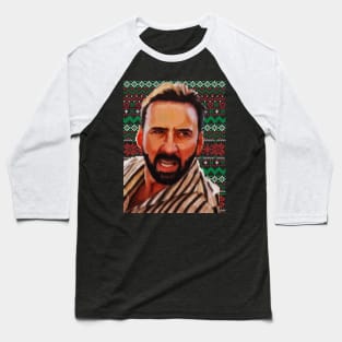 Nicolas Cage Pedro Pascal Meme - Ugly Xmas Part 1 Baseball T-Shirt